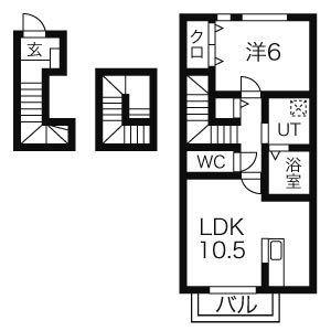 スカイシティヤハバ(1LDK/3階)の間取り写真