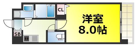フレイランス NAMBA PLACE(1K/3階)の間取り写真