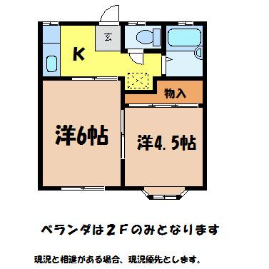 レジデンス聖(2K/1階)の間取り写真