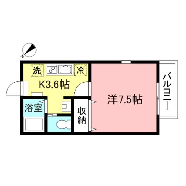 フォンティーヌ(1K/1階)の間取り写真