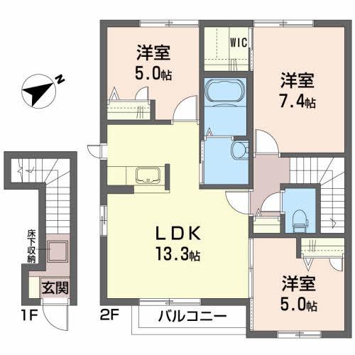グリーンメゾン大橋A(3LDK/2階)の間取り写真