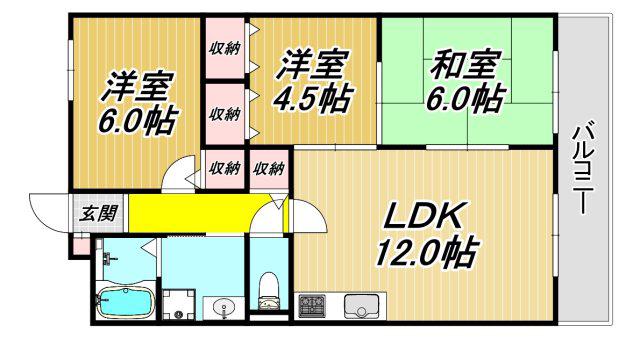 シャトル瑞穂(3LDK/3階)の間取り写真