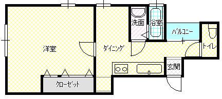 ドムスII(1DK/3階)の間取り写真