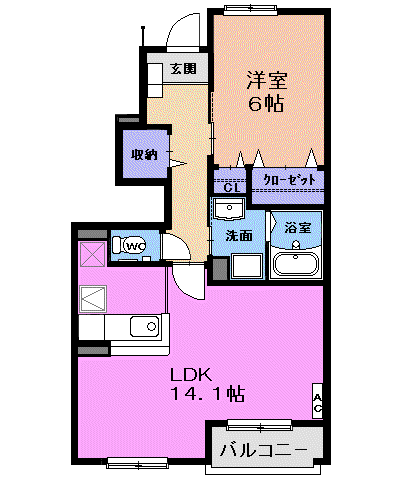 ピクシー・ラビット(1LDK/1階)の間取り写真