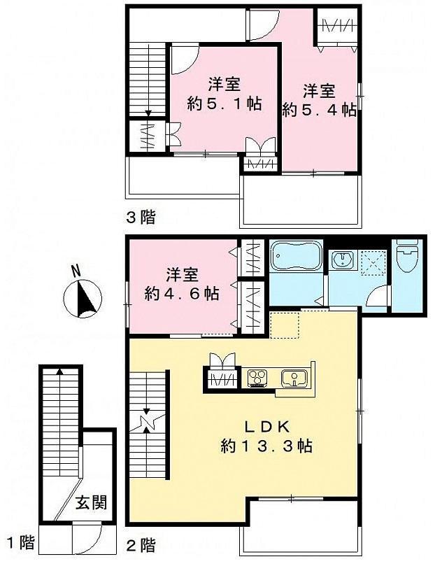 TROIS BONHEUR(3LDK/2階)の間取り写真