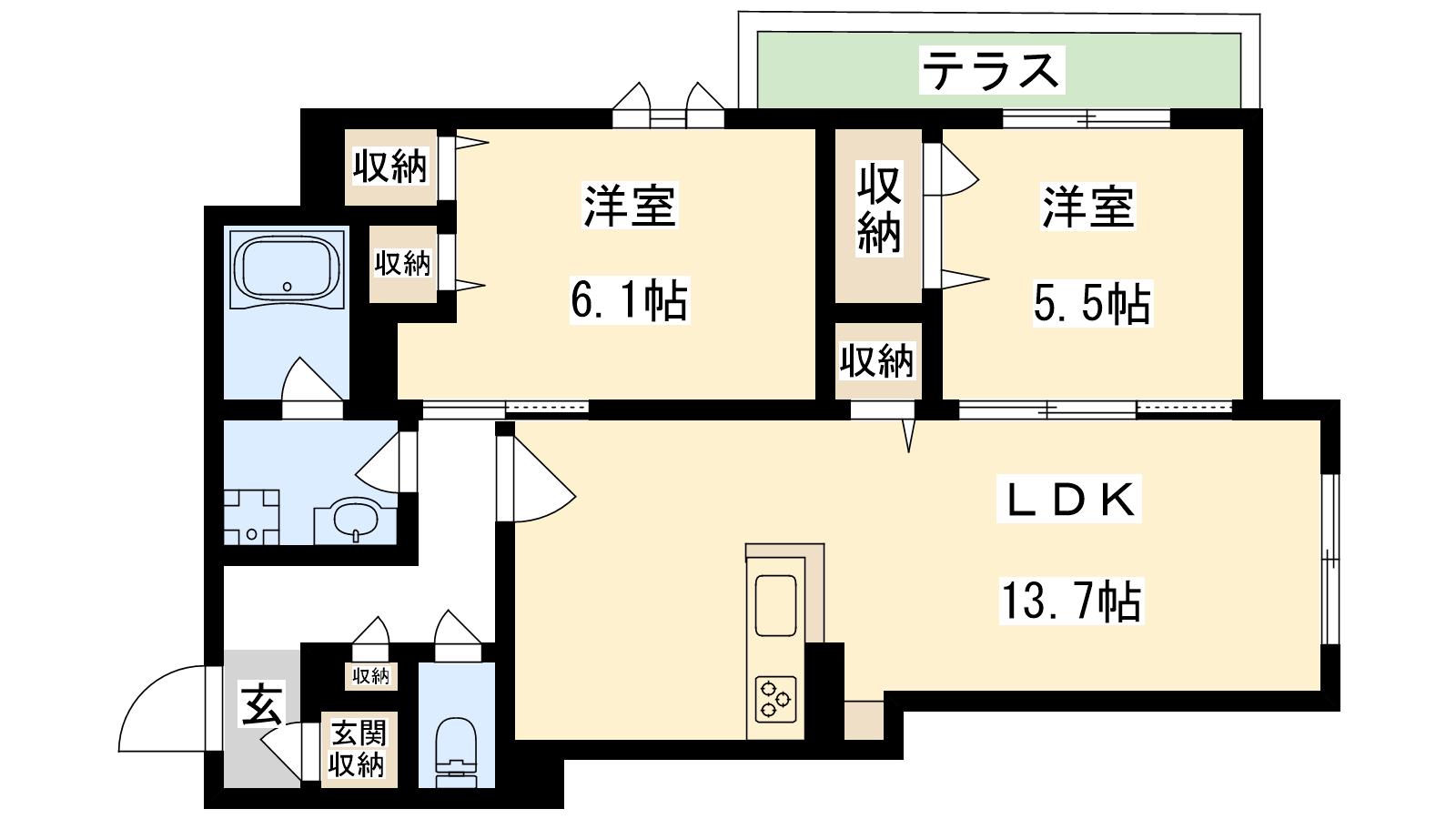 シャーメゾンイースト(2LDK/1階)の間取り写真
