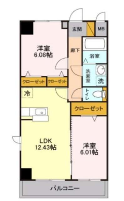 モナークヴィラ(2LDK/5階)の間取り写真