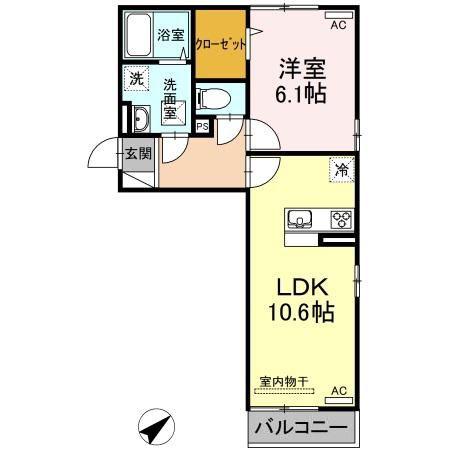 D-ROOMそら(1LDK/1階)の間取り写真