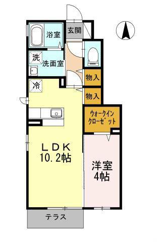 ドルチェ高座渋谷(1LDK/1階)の間取り写真