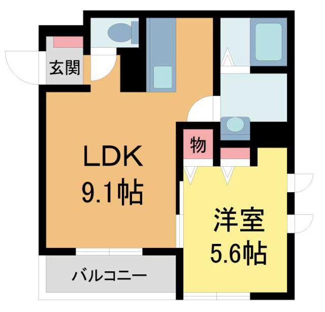 シャーメゾン池田旭丘ウエスト(1LDK/3階)の間取り写真