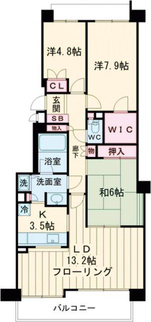 パーク・ハイム神戸熊内町(3LDK/2階)の間取り写真