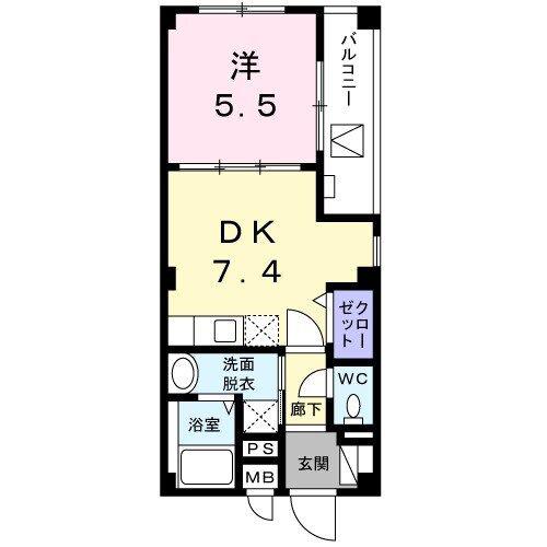 フォリアージュ(1DK/2階)の間取り写真