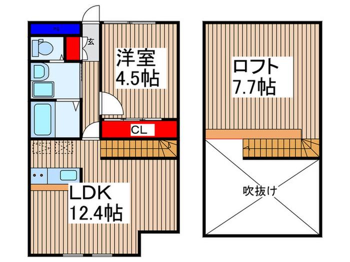 ハナブキ壱番館(1LDK/2階)の間取り写真