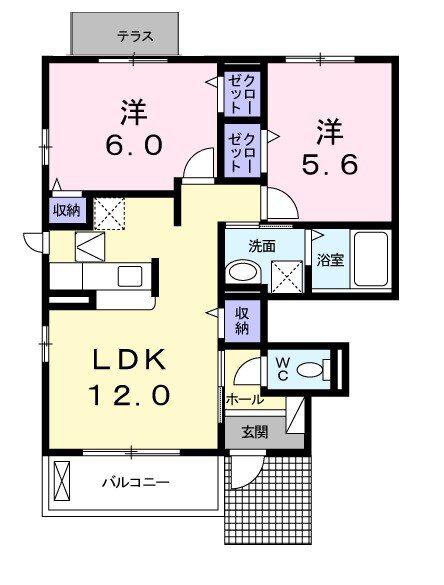 ドムス プールス(2LDK/1階)の間取り写真