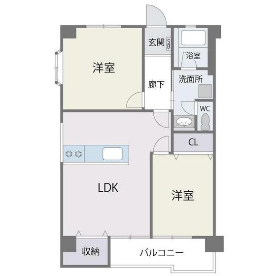 高宮春野ハイツ(2LDK/5階)の間取り写真