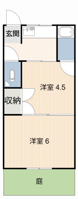 川菊荘(2K/1階)の間取り写真