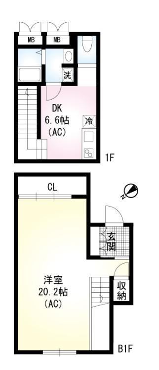 HISUI APARTMENT(1DK/1階)の間取り写真
