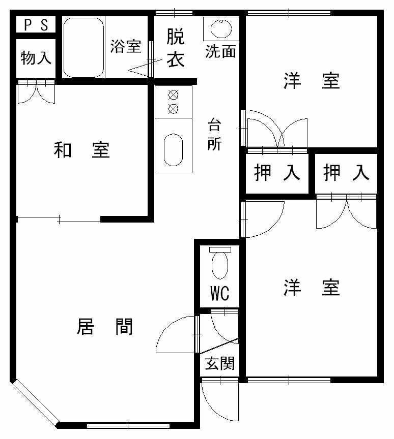 ポテトの部屋NO.2(3LDK/1階)の間取り写真
