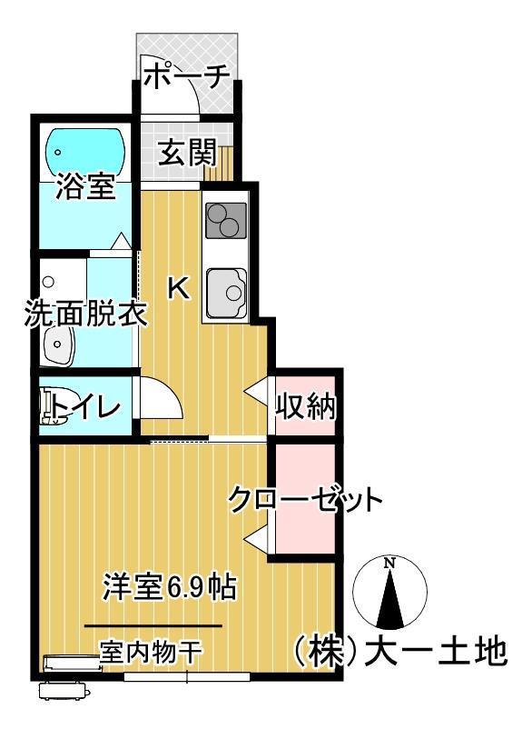 BLOOM GARDEN A棟(1K/1階)の間取り写真