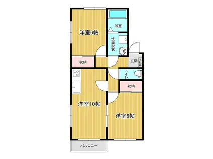 ロイヤルメゾン3号館(2LDK/2階)の間取り写真