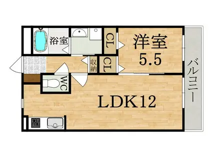 上東マンション(1LDK/1階)の間取り写真