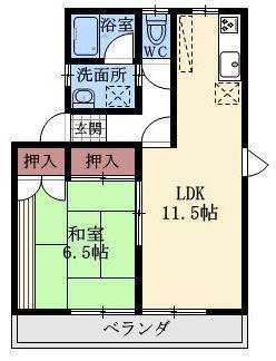 シティコートW(1LDK/2階)の間取り写真