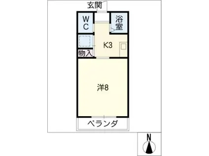 エクセル長良(1K/3階)の間取り写真