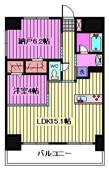 ラグゼナ浦和(1SLDK/5階)の間取り写真