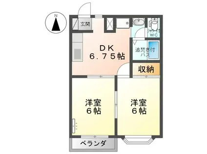 エイペックYT B棟(2DK/1階)の間取り写真