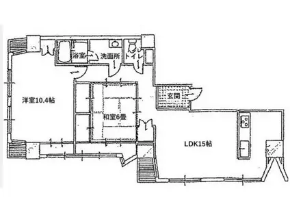 スズビル(2LDK/6階)の間取り写真