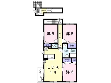 テトネロB(3LDK/2階)の間取り写真