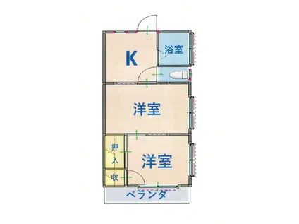 サンコーポ大網(2K/2階)の間取り写真