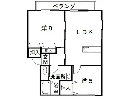 ウッディハウスI(2LDK/1階)の間取り写真