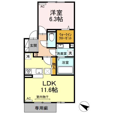 アベニール(1LDK/1階)の間取り写真
