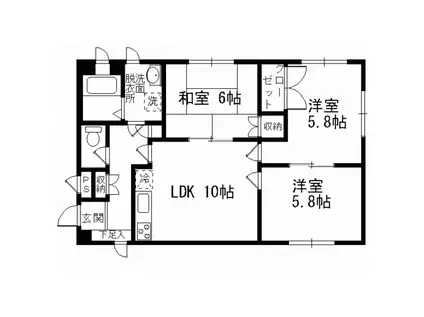 栄町マンション(3LDK/1階)の間取り写真