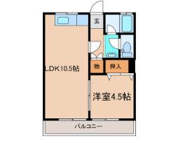 長屋ハイツ(1LDK/3階)の間取り写真