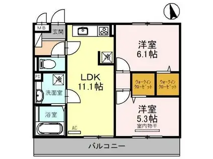 PEARL ANNEX(2LDK/3階)の間取り写真