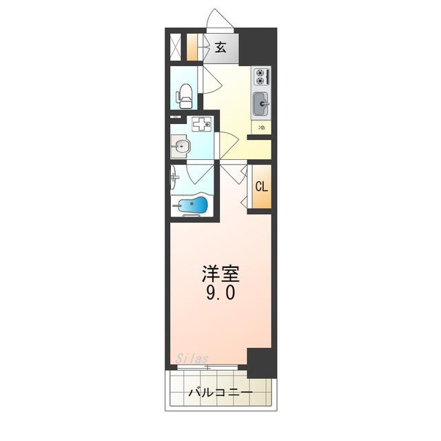 FUTURE宿院(1K/12階)の間取り写真