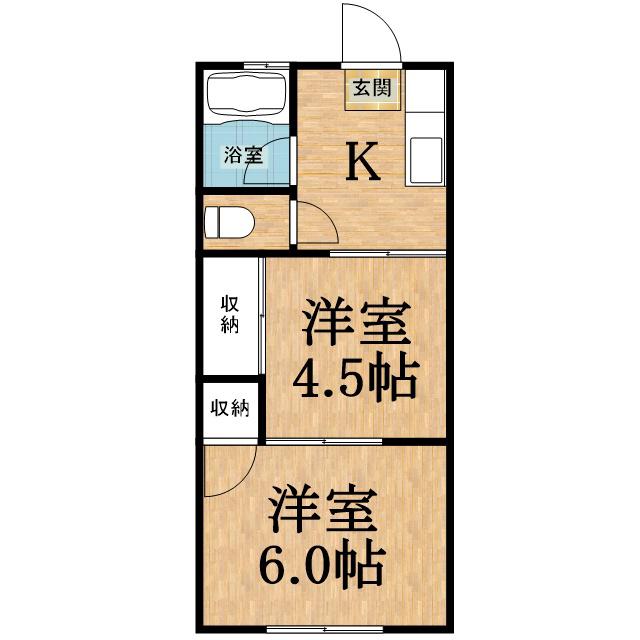 フォーアール誉田(2K/2階)の間取り写真
