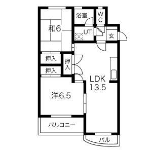 プリンセス高屋(2LDK/3階)の間取り写真
