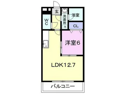 グレイス広見(1LDK/1階)の間取り写真