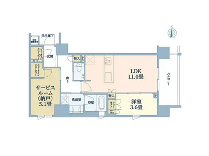 ルジェンテ西日暮里(1SLDK/5階)の間取り写真
