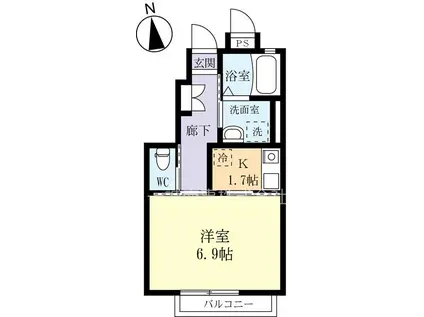 インレット荒川沖II B棟(1K/1階)の間取り写真