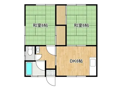 ハイツ百合A棟(2DK/1階)の間取り写真