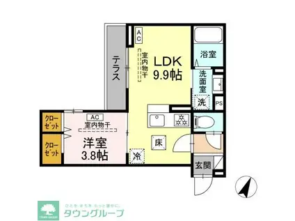 フラクタス相南1丁目(1LDK/1階)の間取り写真