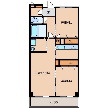 アーニスト国分(2LDK/2階)の間取り写真
