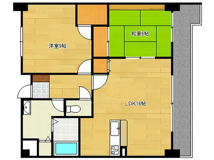 ソシア中筋(2LDK/1階)の間取り写真