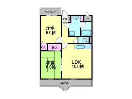 エミネンス丸の内B棟(2LDK/1階)の間取り写真
