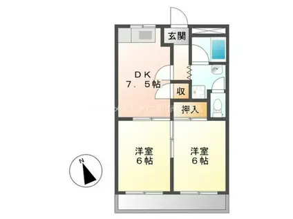 オレンジハイツ(2DK/2階)の間取り写真