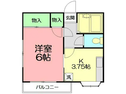 ハイツK本郷台B棟(1K/1階)の間取り写真